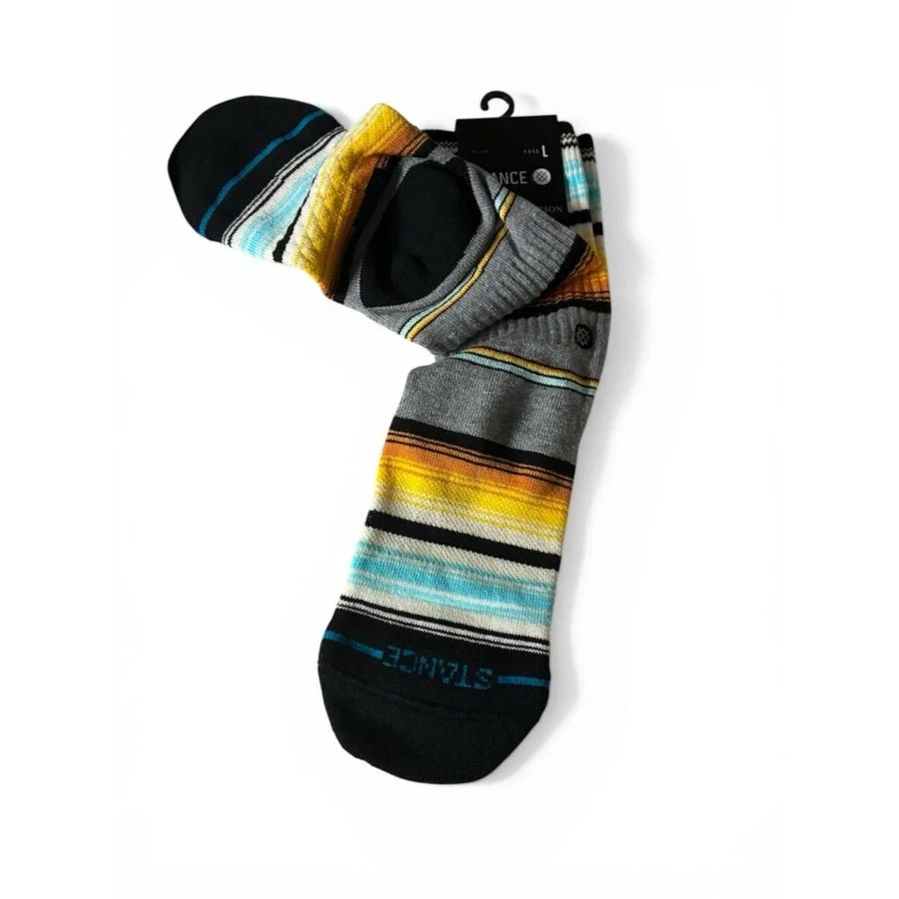 Stance wade collection kids Striped Crew Socks in Yellow, Gray & Blue kids Large